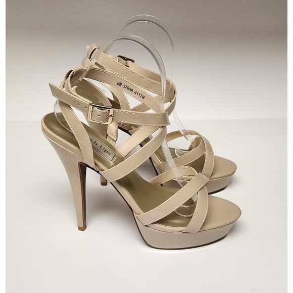 Touch Up Andrea Faux Patent Leather High Heel Pump Shoes Color Beige Size 9M - Picture 3 of 9